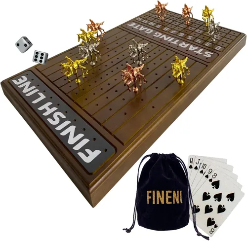 Miniatura 10 de Juego de carreras de caballos para adultos, juego de mesa de carreras de caballos con 11 lujosos caballos de metal (oro, plata, negro, oro rosa)