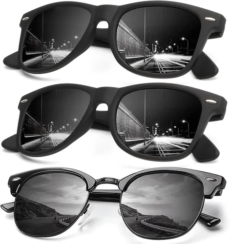 Miniatura 51 de KALIYADI - Gafas de sol polarizadas para hombres y mujeres unisex, marco semirretráctil, estilo retro, para conducir, con bloqueo UV