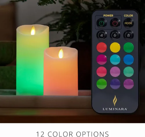 Miniatura 3 de Luminara Vela LED sin llama que cambia de color, 3 x 6.5 pulgadas, llama móvil de cera real, funciona con pilas con control remoto de 18 botones
