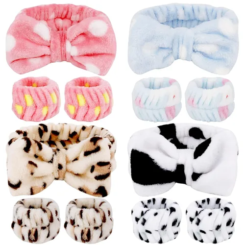Miniatura 9 de 12 PIEZAS Diademas de Spa y Muñequeras para Lavado Facial - Diadema de Maquillaje de Microfibra Suave Súper Linda con Bandas Elásticas de Lazo