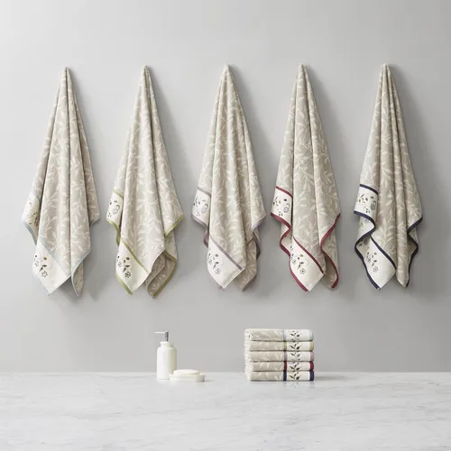 Miniatura 5 de Madison Park Serene - Juego de toallas de baño 100% algodón con diseño floral lujoso bordado en algodón jacquard, toallas decorativas para baño
