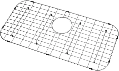 LQS Rejilla para fregadero de cocina, protector de fregadero de 27 9/16 x 13 9/16 pulgadas con orificio de drenaje trasero para cuenco individual,