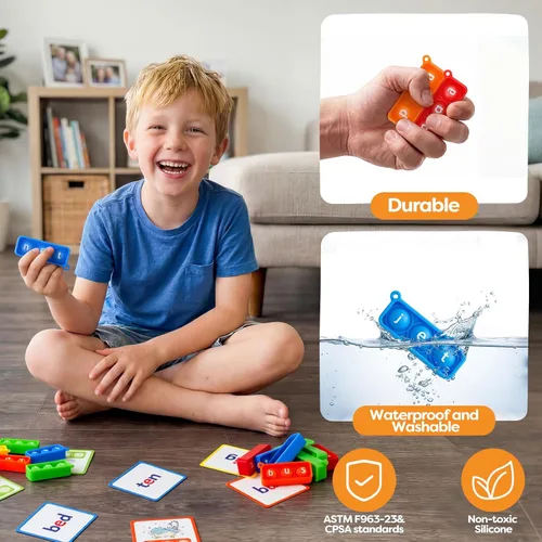 Miniatura 6 de Aizweb Juego de Palabras CVC, Juegos de Fonética Tarjetas Flash para Suministros de Aula de Preescolar Jardín de Infantes, Juguete Manipulativo