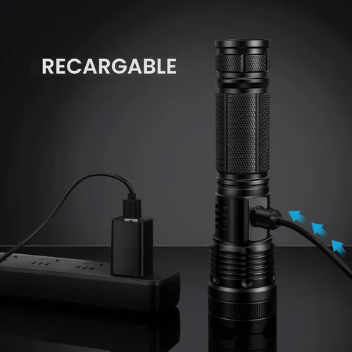Miniatura 3 de KINGCAESAR Paquete de 3 linternas de 90,000 lúmenes altos, linterna recargable súper brillante con 5 modos de luz, IPX7 impermeable potente luz LED