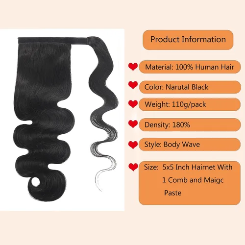 Miniatura 3 de Cola de caballo de cabello humano ondulado con pasta mágica deformación alrededor de la extensión de cabello humano rizado para mujeres negras, 150%