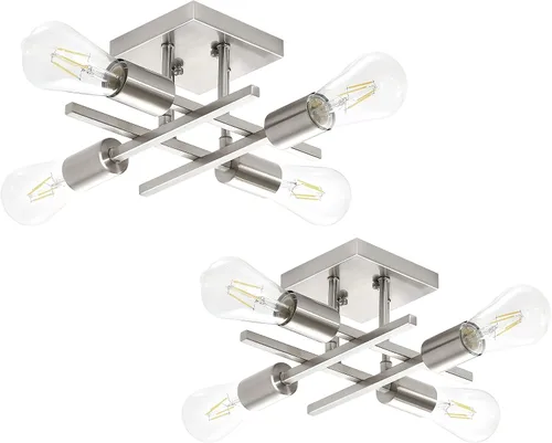 Miniatura 13 de Lámpara industrial de techo semiempotrada de 4 luces, lámpara de araña negra de granja, moderna lámpara de techo Sputnik con base E26 para cocina