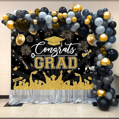 Miniatura 3 de Avezano Fondo de graduación Congrats Grad, decoraciones de fiesta de graduación de clase de 2026, fondo de sesión de fotos, felicitaciones