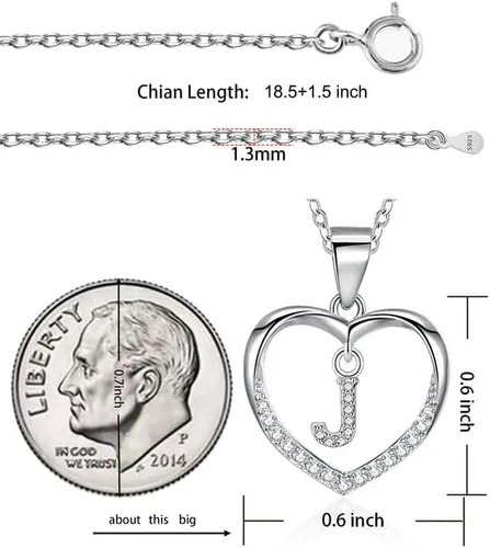 Miniatura 6 de ITS4YEO 925 Sterling Silver Infinity Heart Pendant Initial Necklaces Silver Necklace Zircon Pendant Necklaces for Women Jewelry Gift for Women Wife