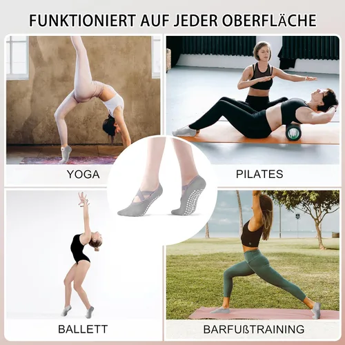 Miniatura 15 de Calcetines de yoga con agarre antideslizante para mujer, talla única, para fitness, deporte, danza de calcetines