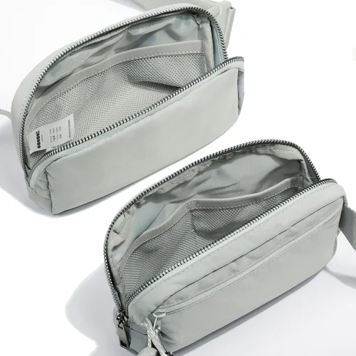 Miniatura 4 de ODODOS Minicangurera unisex con correa ajustable, para entrenamiento, correr, viajes o senderismo, gris claro3