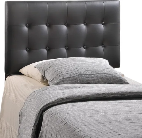 Miniatura 4 de Cabecero de cama individual, Modway Emily, tapizado en vinilo de color blanco, Poliuretano, Vinilo negro