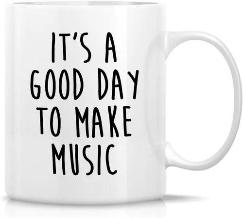 Retreez Taza de cerámica – Make Music – Taza de café de 11 onzas para los amantes de la música – Regalo de cumpleaños y vacaciones