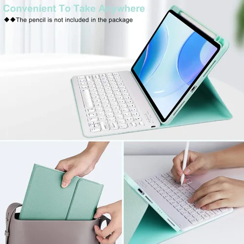 Miniatura 5 de Funda de teclado para iPad Pro11 "1ª/2ª/3ª/4ª generación con soporte para lápices, compatible con iPad Air4/Air5/Air de 11 pulgadas M2, teclado