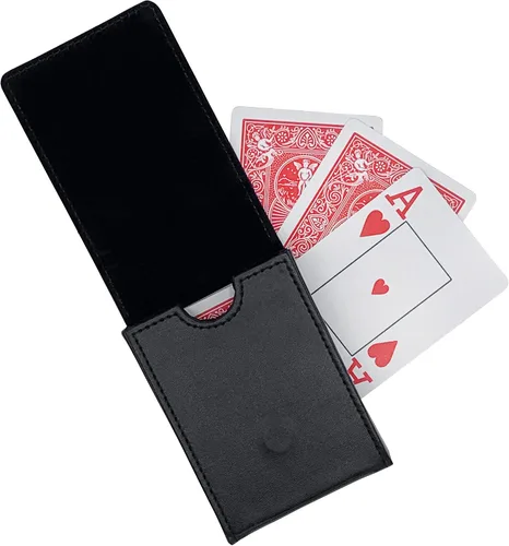 Miniatura 8 de Luck Lab Estuche/Soporte de Piel para una Sola Baraja de Cartas de Juego - Negro - Compatible con Cartas de Tamaño Póker y Puente