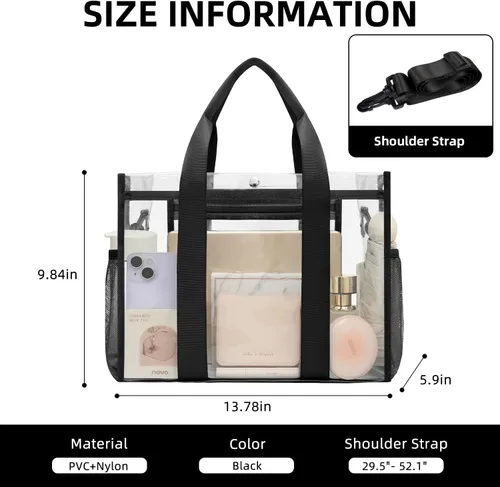 Miniatura 2 de BAGAIL Bolsa transparente, aprobada para estadios, con bolsillo interior, bolsa de viaje transparente para eventos deportivos, conciertos, trabajo