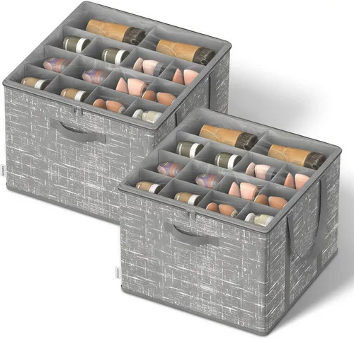 Miniatura 11 de SONGMICS Organizador de zapatos para armario, caja organizadora de zapatos de tela con divisores ajustables, compartimentos de almacenamiento