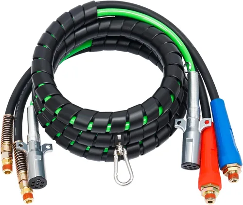 Kit de manguera de línea de aire 3 en 1 ABS y Power Air de 12 pies, envoltura de línea eléctrica de 7 vías de goma para remolque de tractor