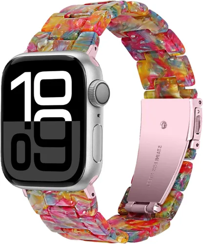 Miniatura 14 de Miimall Women Resin Bands for Apple Watch Series 10 9 8 7 6 5 4 3 2 1 Ultra SE Colorful Dressy Cute Classy Lightweight Comfort 38mm 40mm 41mm 42mm