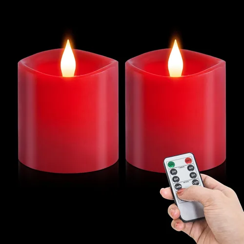 Miniatura 18 de Velas sin llama de 3 x 3 que funcionan con pilas con temporizador remoto, duran 600 horas, velas de batería parpadeantes, velas LED eléctricas