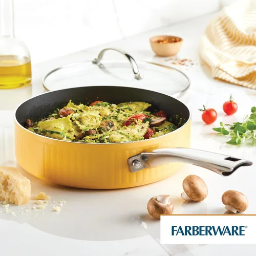 Miniatura 7 de Farberware Style - Sartén antiadherente con tapa, apta para lavavajillas, 3 cuartos de galón, color amarillo