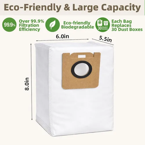 Miniatura 5 de Paquete de 10 bolsas de vacío D10 Plus de 4 litros compatibles con robot aspirador Dreame D10 Plus (RLS3D), 10 bolsas de vacío desechables