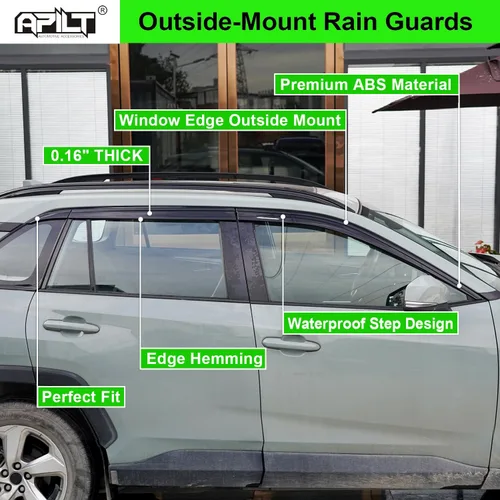 Miniatura 2 de Deflectores contra viento y lluvia montados en el exterior, viseras para ventanas para Toyota RAV4 2019-2025 de tamaño completo, deflectores