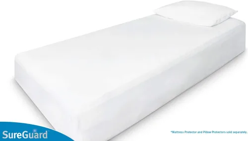 Miniatura 5 de Protector de colchón de SureGuard, 100% impermeable, hipoalergénico, de algodón de primera calidad, gemelo, Blanco