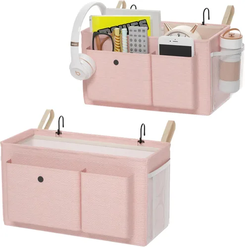 Miniatura 13 de Edudif Organizador de Cabecera de Doble Propósito, Organizador de Cama con 6 Bolsillos, Solución de Almacenamiento Versátil para Mesita de Noche