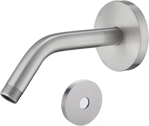 Miniatura 14 de Brazo de ducha de 16 pulgadas con brida, acero inoxidable negro mate de 90 grados, brazo de extensión de cabezal de ducha montado en la pared