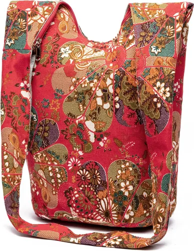 Miniatura 216 de Bolsa de hombro para mujer, de lona en estilo hippie/bohemio para llevar cruzada al hombro, disponible en diferentes colores y estampados