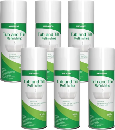 Miniatura 8 de NADAMOO Pintura en aerosol para tina y azulejos color blanco, 450ml, paquete de 1, kit de reacabado de bañera en aerosol para porcelana, fibra