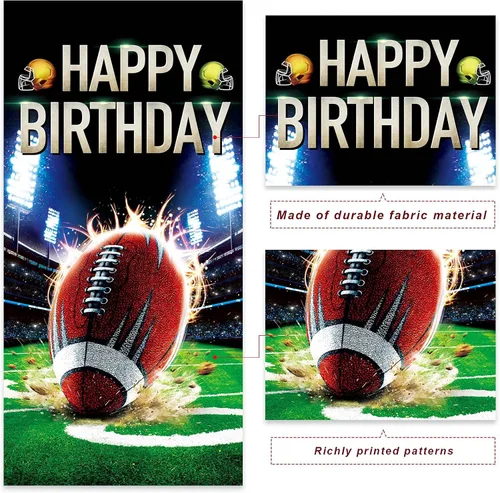 Miniatura 3 de Cartel de fútbol americano con texto en inglés "Happy Birthday", para jugadores de rugby, decoración de fondo de bandera para fanáticos de primer