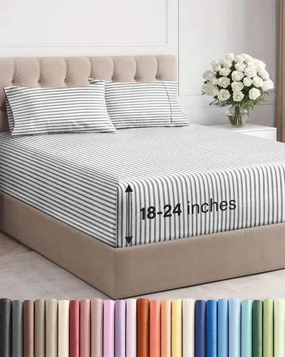 Miniatura 23 de Sábanas King divididas con bolsillos extra profundos, sábanas transpirables y refrescantes de 5 piezas, sábanas de lujo para hotel, suaves, sin 22