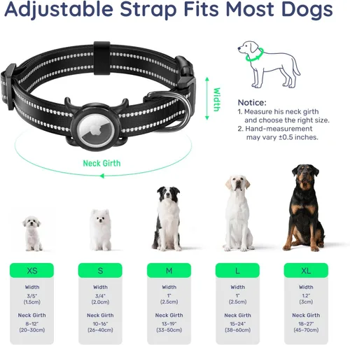 Miniatura 5 de Collar de perro Airtag con código QR, collar reflectante para perro con soporte Airtag, acolchado suave y hebilla de bloqueo de seguridad ajustable