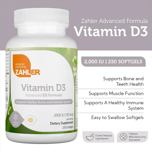 Miniatura 5 de Zahler - Cápsulas blandas avanzadas de vitamina D3 de 2000 UI (250 unidades) Kosher Vitamina D apta para vegetarianos para apoyo inmunológico