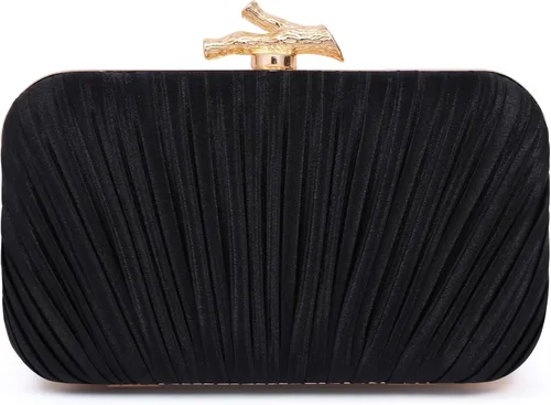 Miniatura 9 de Bolsos para mujer, bolso de noche, bolsos formales con pliegues para mujer con cadena para graduación, boda, fiesta de etiqueta negra