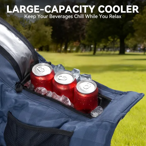 Miniatura 6 de Huskfirm Silla de campamento doble acolchada con respaldo alto para 2 personas, silla de campamento de gran tamaño, soporte de sofá biplaza de Azul