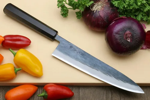 Miniatura 2 de Yoshihiro Kurouchi - Cuchillo de chefs Gyuto de acero inoxidable forjado en negro con mango de ébano (9.5 pulgadas (9.449 in) y sin saya)