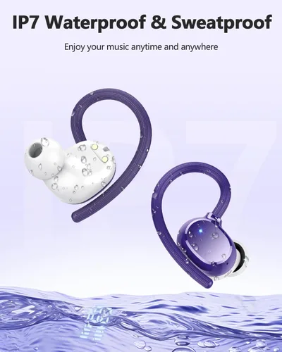 Miniatura 8 de hadbleng Auriculares inalámbricos Bluetooth deportivos 128 horas de reproducción Bluetooth 5.3 con pantalla LED, potentes graves sobre la oreja