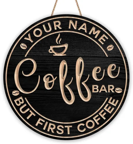 Miniatura 30 de Letrero de madera personalizado para barra de café, terapia en una taza tolerable a la gente, placa de pared para decoración de cocina, regalos