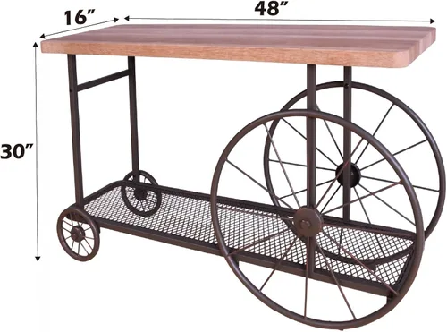 Miniatura 3 de Acme Francie - Consola rectangular de madera con estante en roble y gris antiguo