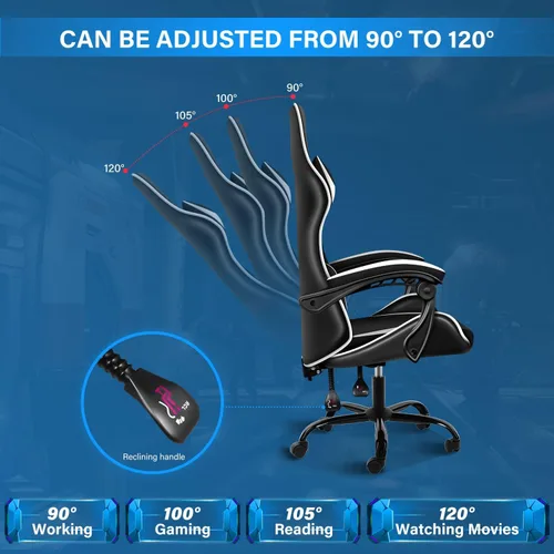 Miniatura 3 de YSSOA Silla de juegos, silla de jugador grande y alta, silla giratoria ajustable estilo carreras, sillas ergonómicas de videojuegos