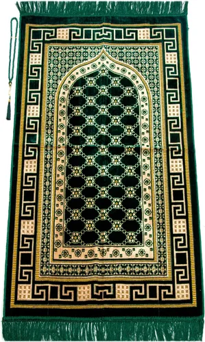 Miniatura 6 de ihvan online Alfombra de oración musulmana de terciopelo de lujo con cuentas de oración, Janamaz, gruesa y suave, regalo islámico, alfombra