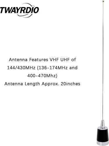 Miniatura 2 de TWAYRDIO Antena NMO de Doble Banda, Antena Bidireccional de 144MHz VHF y 430MHz UHF para Radios Móviles Motorola Kenwood Icom Vertex Blackbox HYT