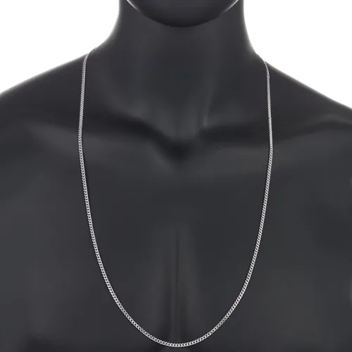 Miniatura 4 de The Bling Factory 3mm Solid .925 Sterling Silver Beveled Curb Chain Necklace