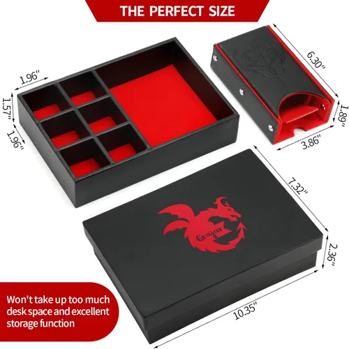 Miniatura 4 de Grajar Bandeja de dados DND y Torre: Almacenamiento portátil de dados con tapa para Dungeons and Dragons, D&D, RPG, MTG y juegos de mesa (Rojo)