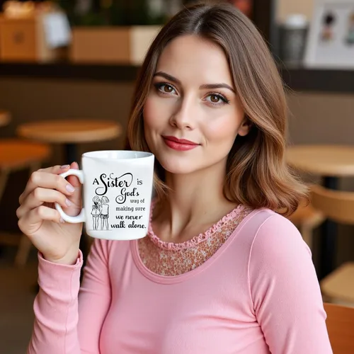Miniatura 6 de Taza de café divertida de 11 onzas para regalar a la hermana, taza de té de cerámica para mujeres, regalo perfecto para el día de la madre, Navidad