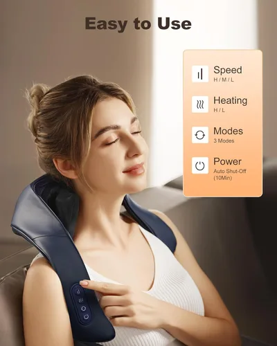 Miniatura 4 de Beleduc Masajeador de cuello y hombros con calor relajante, apto para FSA, masajeador de espalda de cuello inalámbrico, masaje Shiatsu 4D mejorado