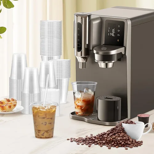 Miniatura 6 de Dealusy Paquete de 100 vasos de plástico transparente de 16 onzas con tapas y pajitas, tazas de café helado resistentes y seguras para alimentos