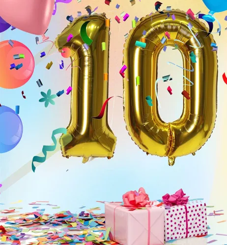 Miniatura 5 de Globos digitales dorados de 40 pulgadas, con número 10, globos de helio para decoraciones de fiesta de cumpleaños y suministros para decoración